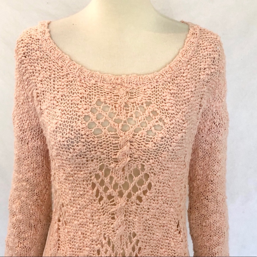Anthropologie Knitted & Knotted Peach Sweater - Picture 3 of 8